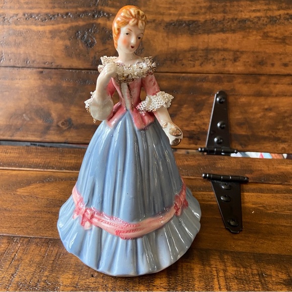 Vintage Porcelain Ceramic Lace Lady Figurine twirling Musical-AS IS - Picture 1 of 7